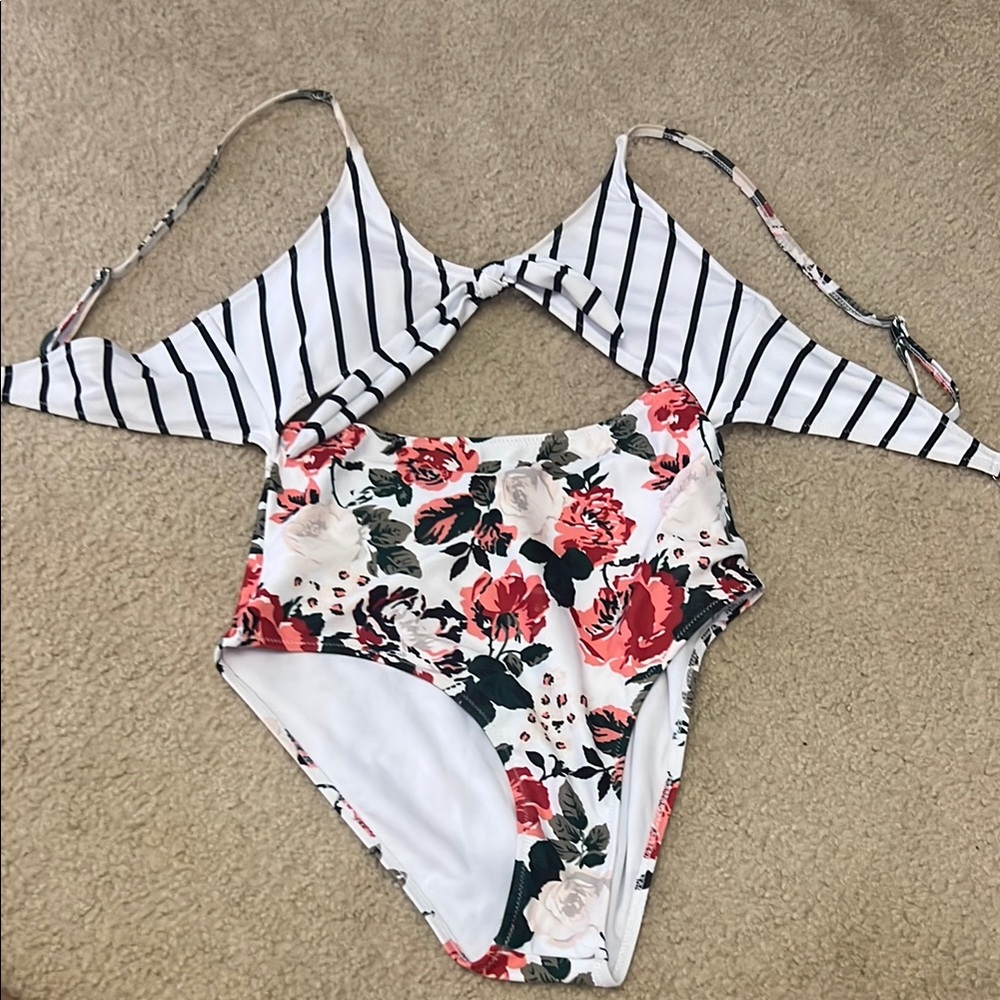 Floral and Striped One-piece